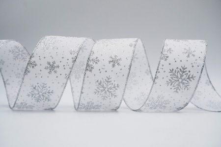 Κορδέλα με γυαλιστερά χιόνια και σύρμα_KF7128G-1_λευκό